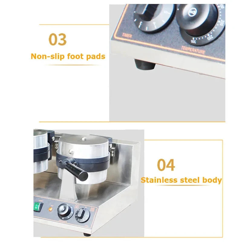 WaffelPro UFO Vielseitiges Eis Burger Gerät - Leistung 1000-1500W, Maße 28x23cm