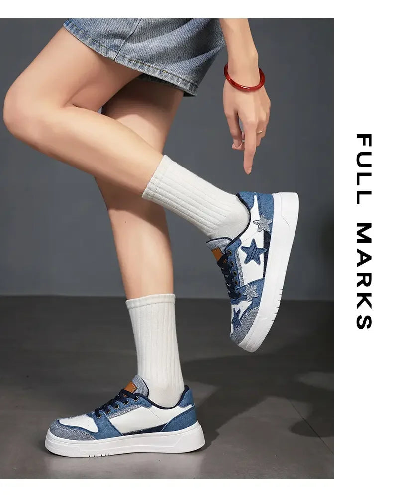 Men's Sneakers Fashion Star Skate Shoes Punk Hip Hop Style Student Sports 2 Summer All-match Non-slip Booster Casual Shoes