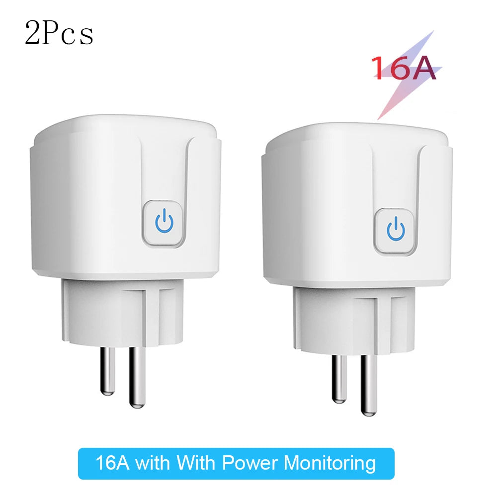 Tuya 16A/20A Smart Plug WiFi - 85–220V EU Steckdose, Kompakt Bauform