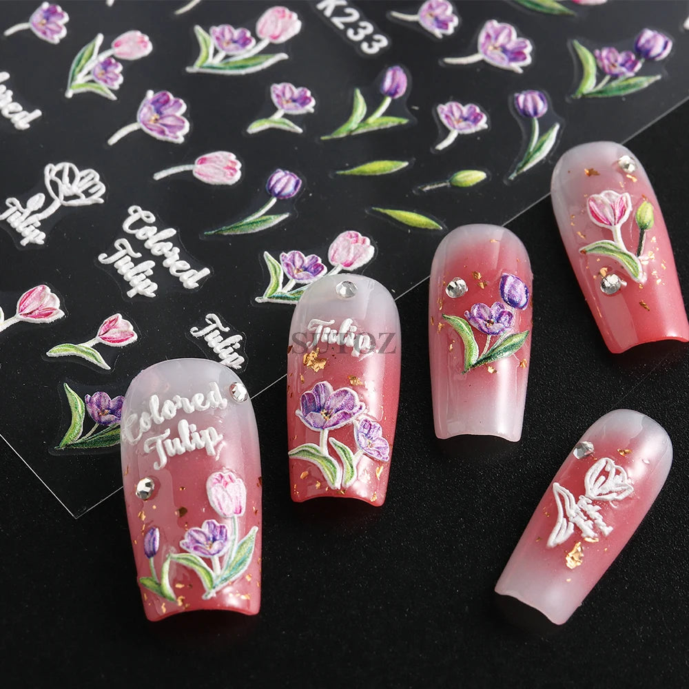 GL5D-K256 5D Sonnenblumen Nagelsticker - Herbstdesign Prägung