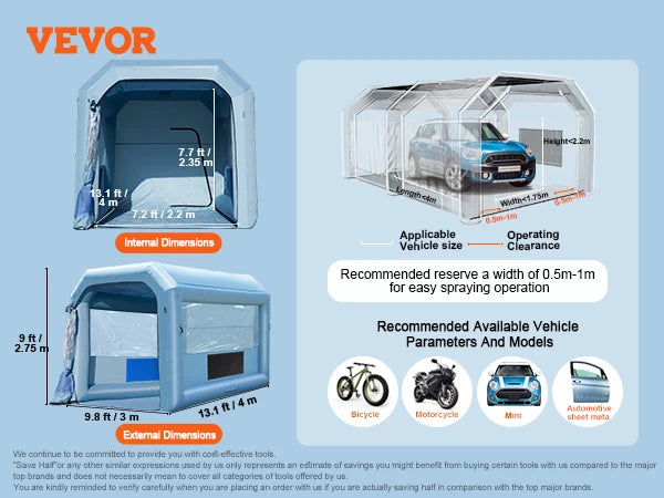 Professionelle Lackierkabine 2025: VEVOR Inflatable Paint Booth mit leistungsstarken Blasern und Luftfilter-System. Portables Auto-Lackier-Booth für die deutsche Automobilindustrie