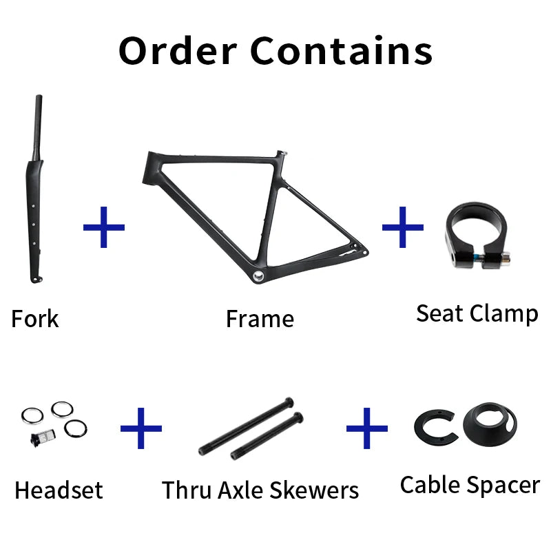 BXT Carbon Gravel Bike Frame Fully Hidden Cable Carbon Frame Fork Thru Axle Gravel Disc Brake Carbon MTB Road Bicycle Frame 27.5