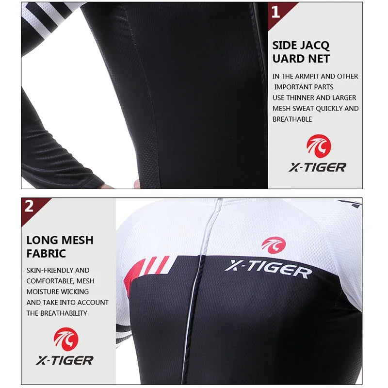 X-TIGER Top Qualität Radfahren Trikot 2025: Langarm MTB Fahrrad Polyester - Berg Fahrrad Sportbekleidung Atmungsaktiv Schnell Trocknend Schweißabweisend Taschen