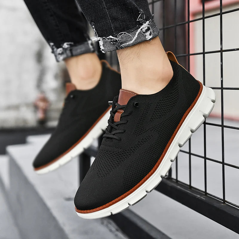 New Men's Sneakers Light Breathable Casual Flat Shoes Outdoor Fashion Comfortable Dress Shoes Anti-Slip Sports Walking Shoes