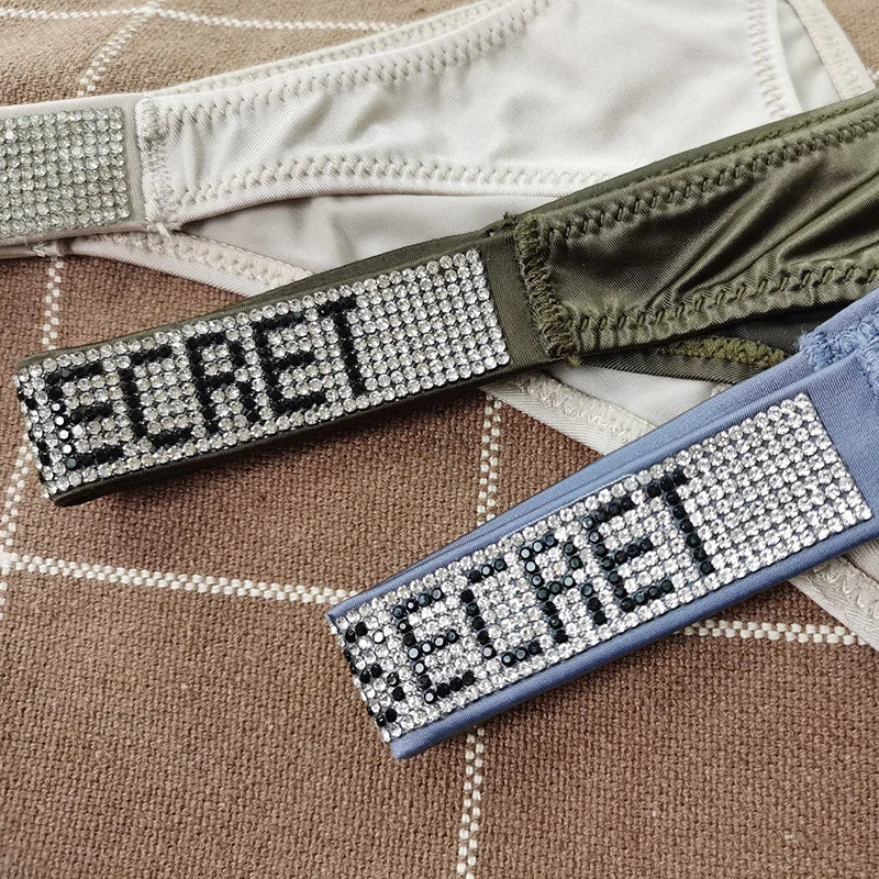 ZQTWTC Damen String 2025 - Tief sitzende Panties mit Strass-Details S-XL