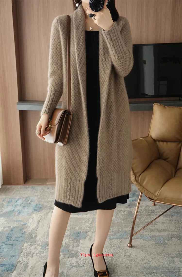 Yipn.igacoyou Cardigan Strickjacke Locker - Länge 66 cm Größe S-XL