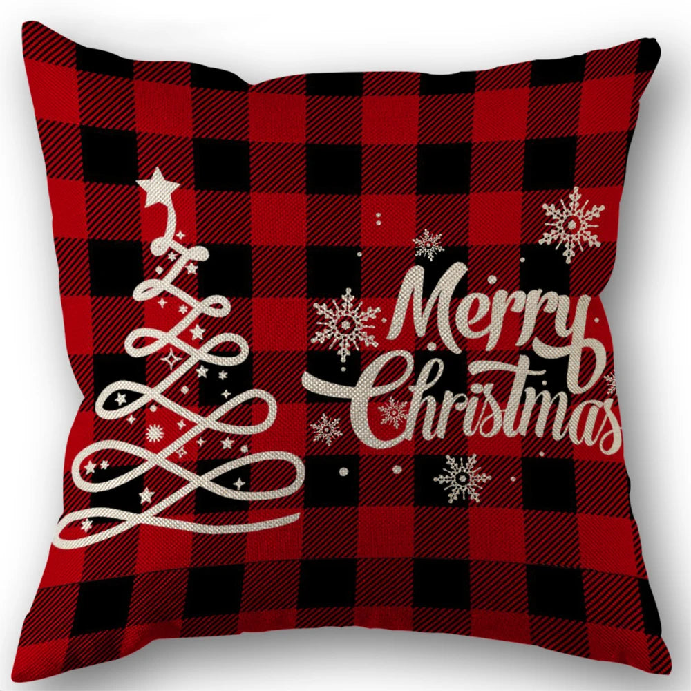 Red Stripe Merry Christmas Pillowcases Sofa Cushion Cover Linen Pillowslip House Indoor Home Decoration Throw Pillow Cover