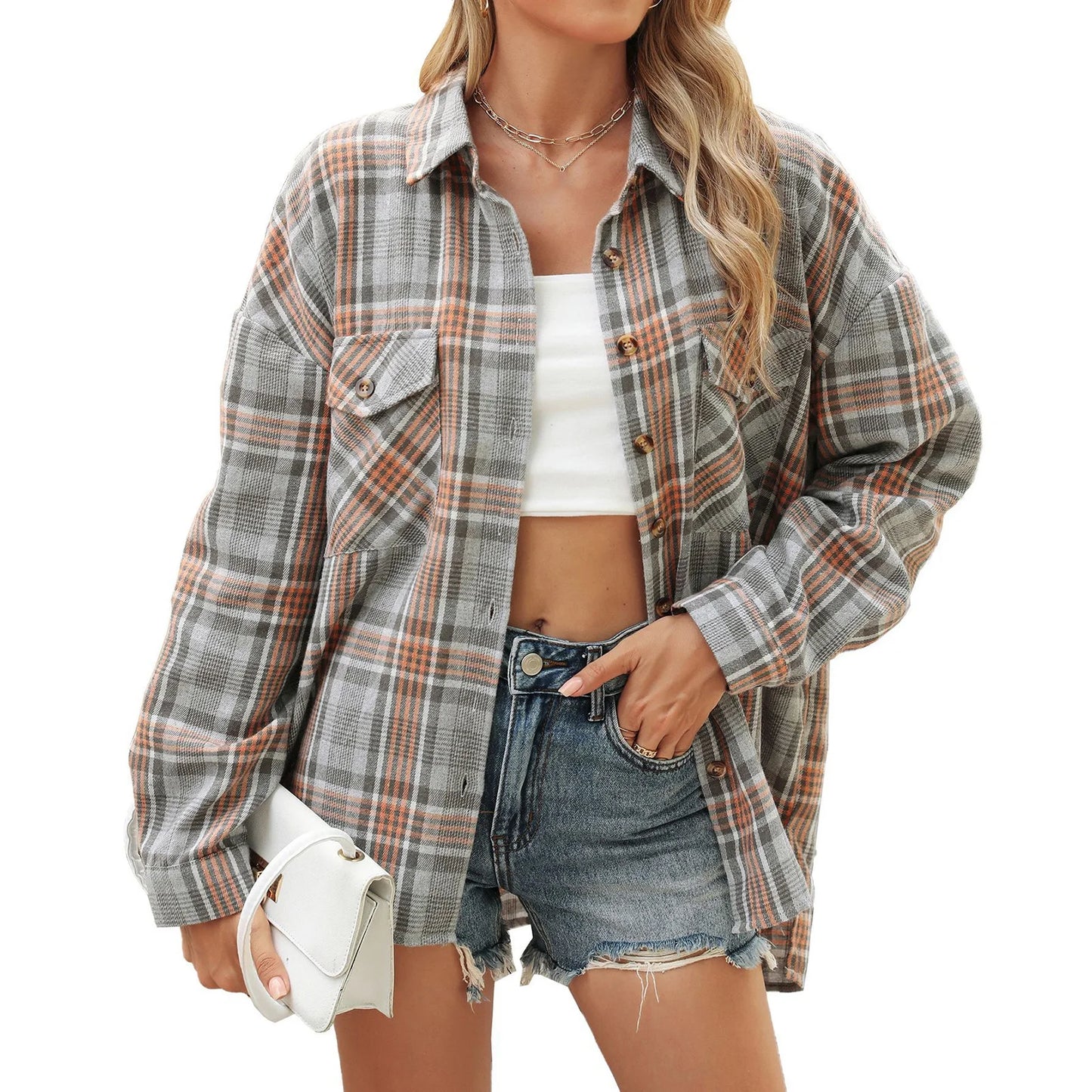 Allegra Bluse Kariert Langarm - Flanell, S-XL, lässig