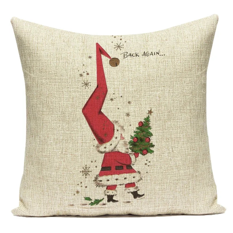 Merry Christmas Cute Cartoon Santa Claus Christmas Trees Polyester Sofa Home Decoration Pillow Cushion Cover Almofadas