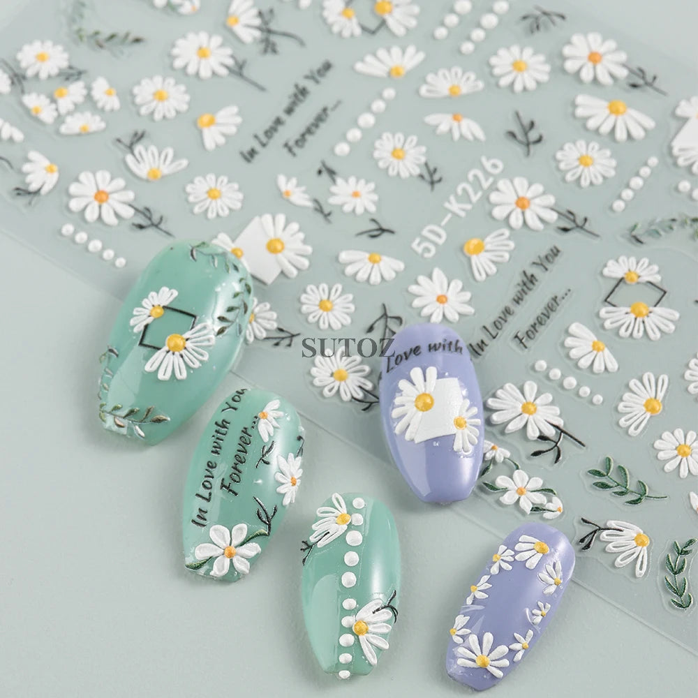 GL5D-K256 5D Sonnenblumen Nagelsticker - Herbstdesign Prägung