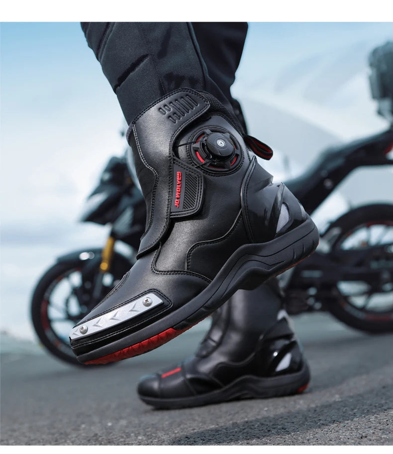 CN Fujian Sturzsicher Motorradstiefel - EU42 PU Obermaterial Gummi Sohle Bequeme Passform