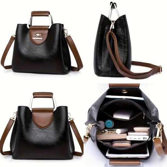 Premium Damen Mode Tote Tasche Mehrfach Taschen - Vintage Crossbody Täglich Handtasche - Handy Geldbörse