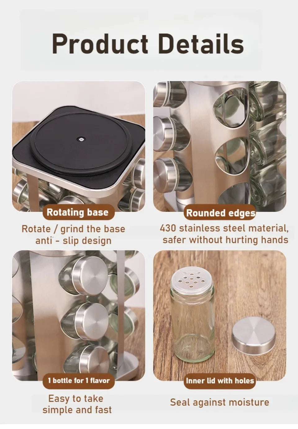 Choice Drehregal 360 Grad Drehbar - Edelstahl Groß Kompakt