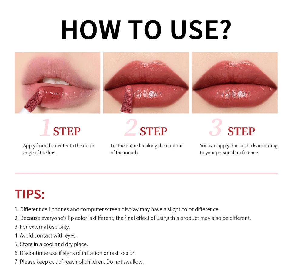 Lipgloss Cream Texture Lipstick Semi-Matte Long Lasting Do Not Fade 8 Colors Experience Richly-Pigmented Shades Peach Makeup
