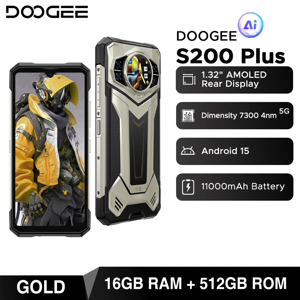 DOOGEE S200 Plus AI Outdoor-Smartphone - 11000mAh Akku 66W 6,72 Zoll