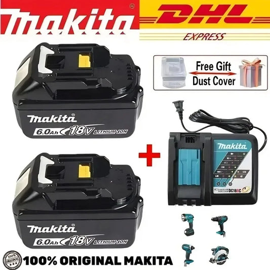 Makita Original 18V 6.0Ah Li-ion Battery Rechargeable for BL1860 BL1850 BL1830B BL1815 - High Capacity Power Tool Battery