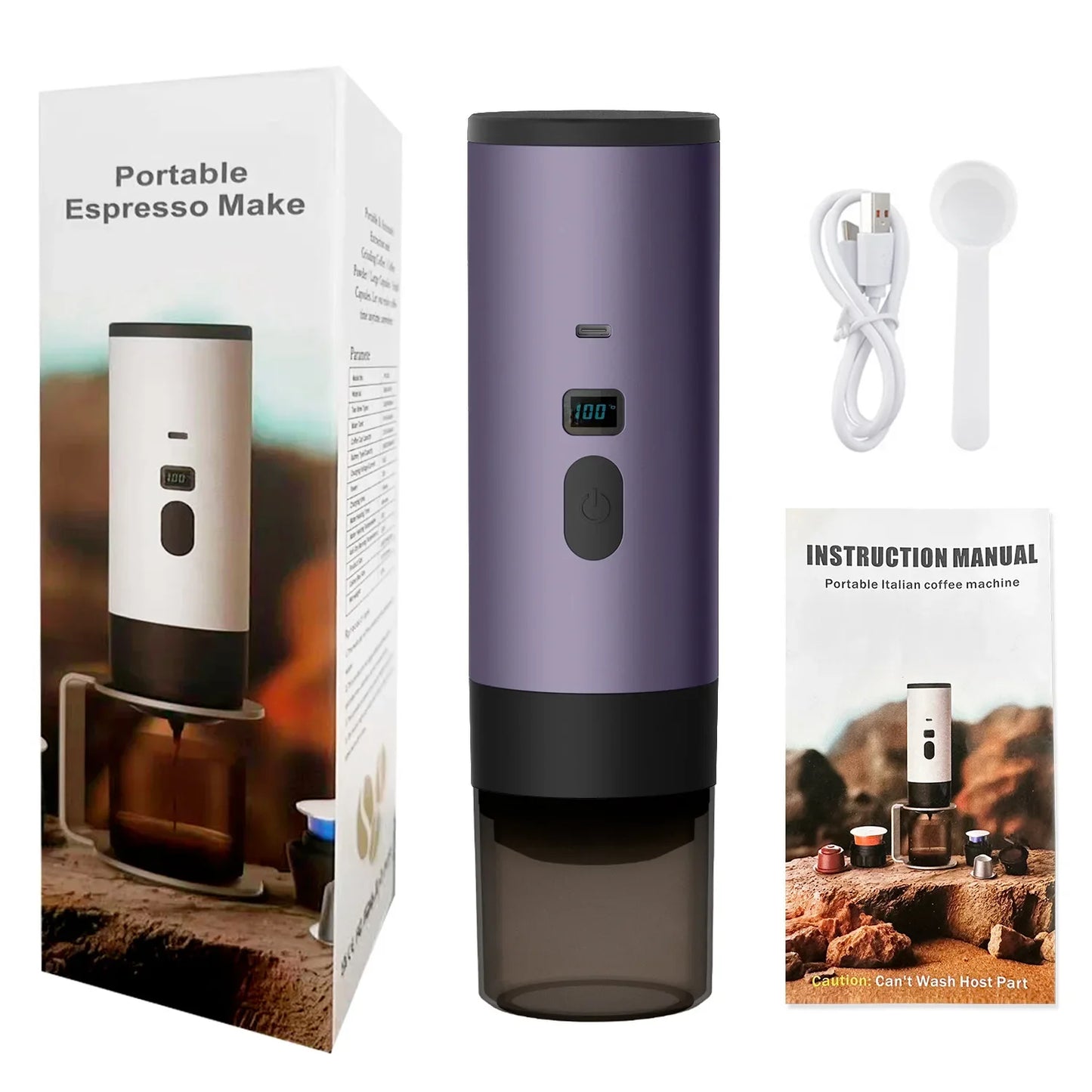 Kaffeemaschine 2025: INSIS FEMME Portable Electric Coffee Maker 3-in-1 - Capsule Coffee Grinder Travel Cordless Heating Car Home Camping Collection