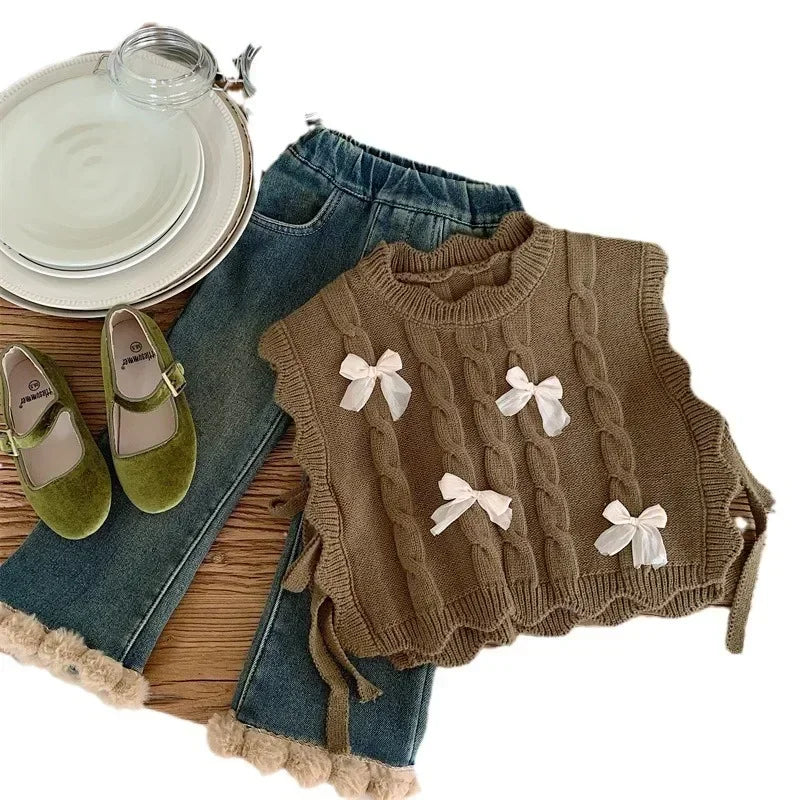 Koreanische Kinder Strickweste - Dicke Weiche Wolle Gr 1-3y