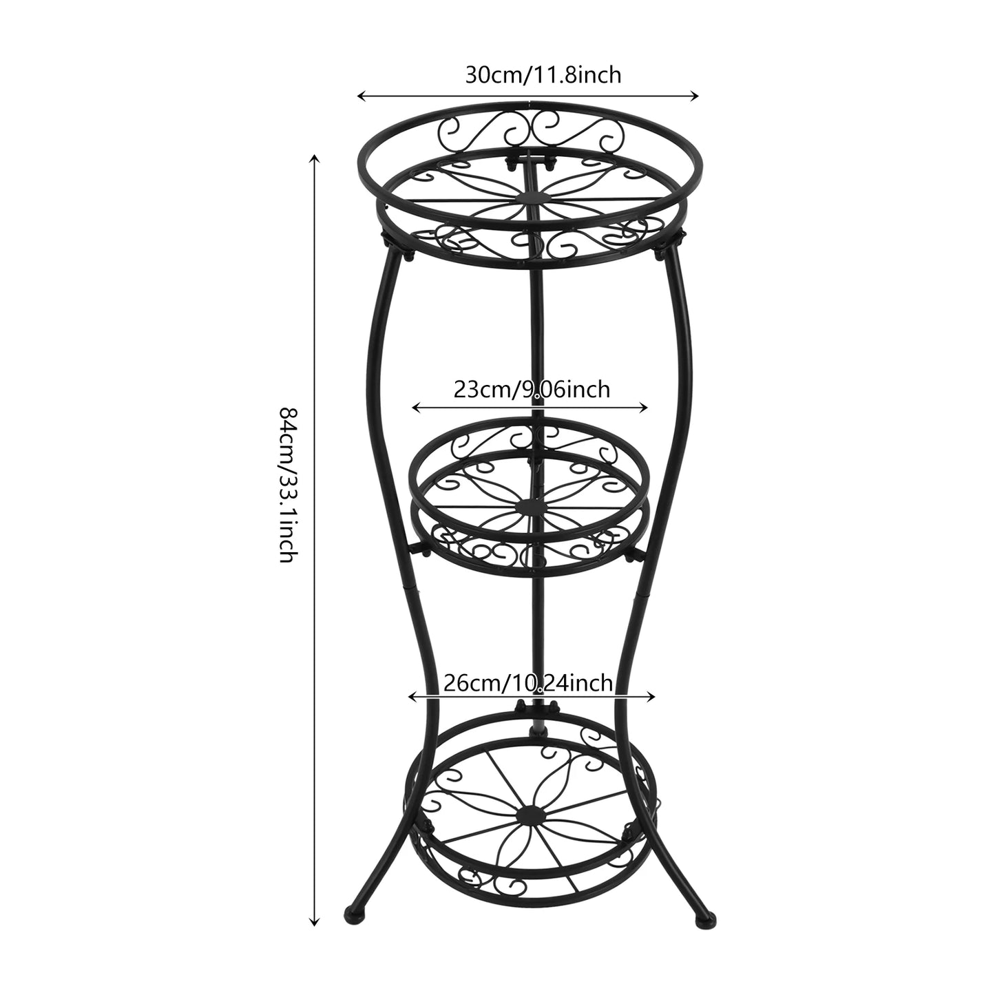BlumenMeister Blumenständer 3-stöckig Metall Schwarz