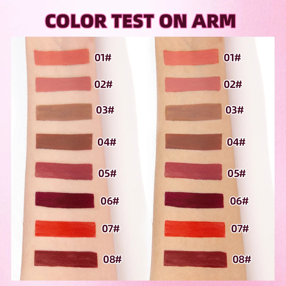 QiBest Matte Lipgloss Waterproof - 8 Farben 5ml Langanhaltend