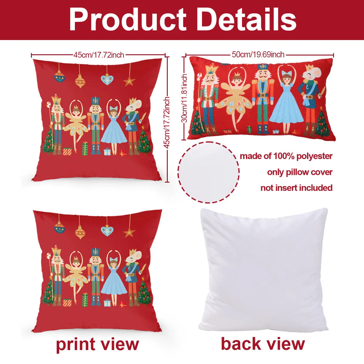 Christmas Nutcracker Pillow Cover Merry Christmas Decorations for Home 2025 Navidad Natal Xmas Sofa Pillowcase New Year 2026
