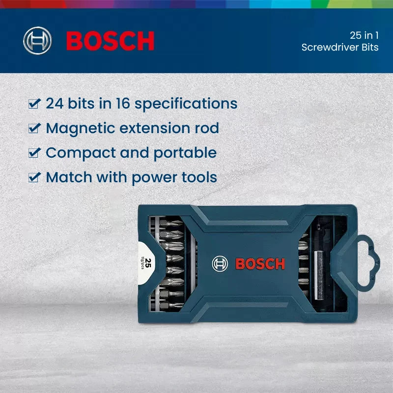 Bosch 25Pcs Replaceable Screwdriver Head Kit High Hardness Electric Screwdriver Drill Bit Screw 25Mm 50Mm Power Tool Accessories