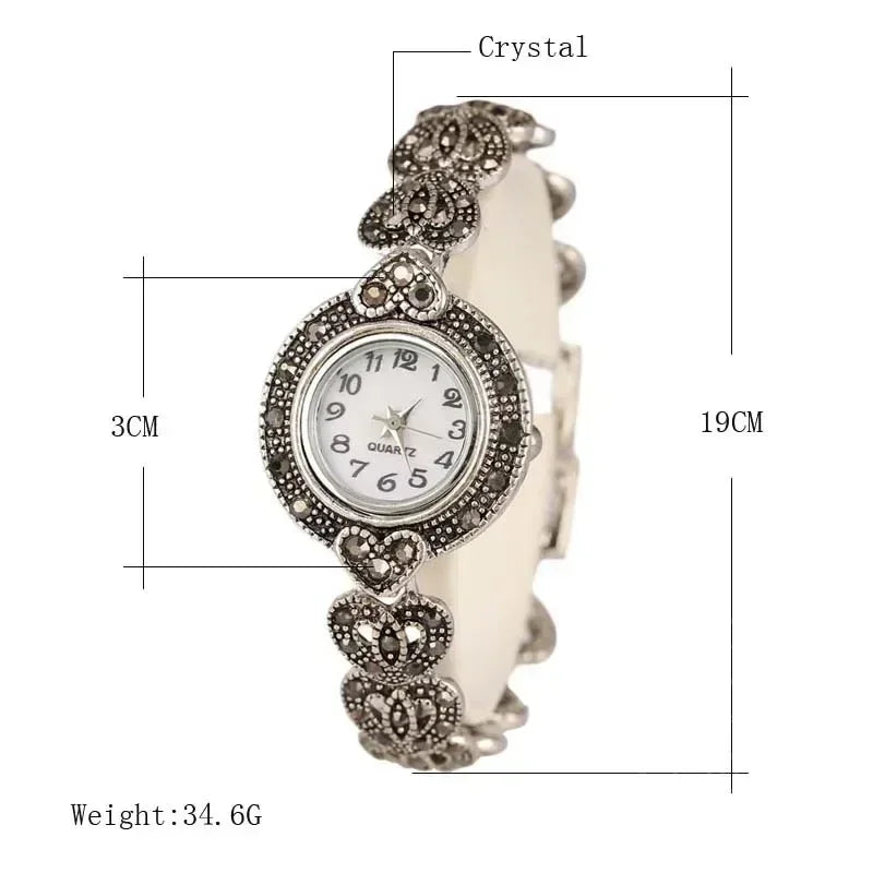 Luxus-Uhr 2025: Vintage-Bracelet Rhinestone-Ladies - Elegant Quartz Collection