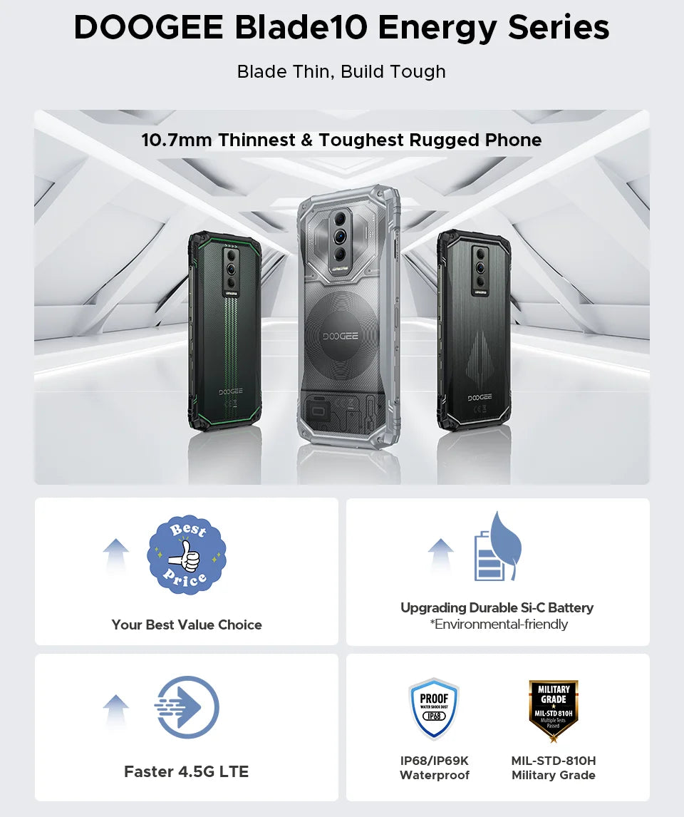 DOOGEE Blade10 Ultra Energy - Kapazität 6150mAh,18W, Maße 172x80x10,7