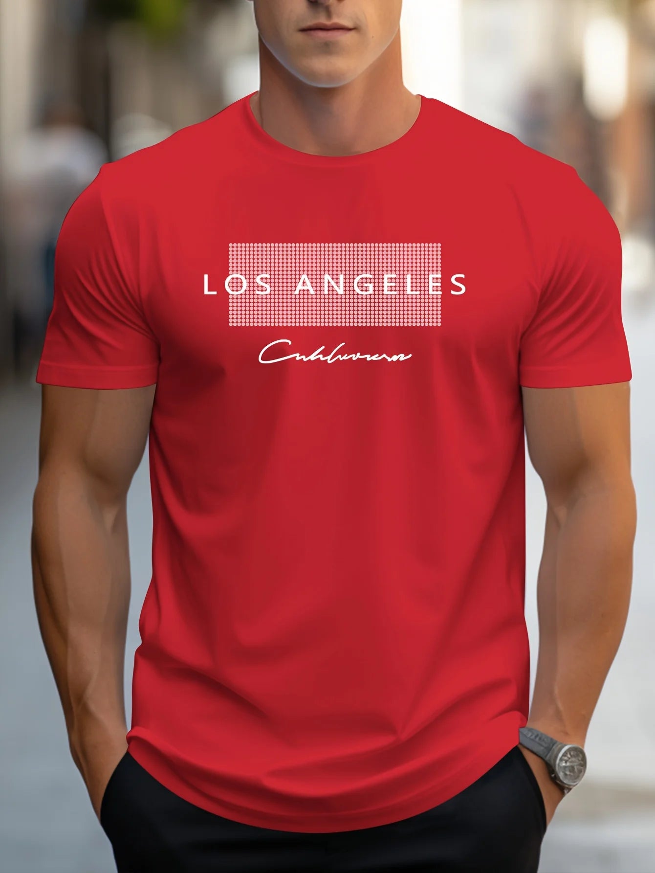 Herren T-Shirt 2025 - 100% Cotton Summer Loose Fit Los Angeles Graphic Printed Casual Sports