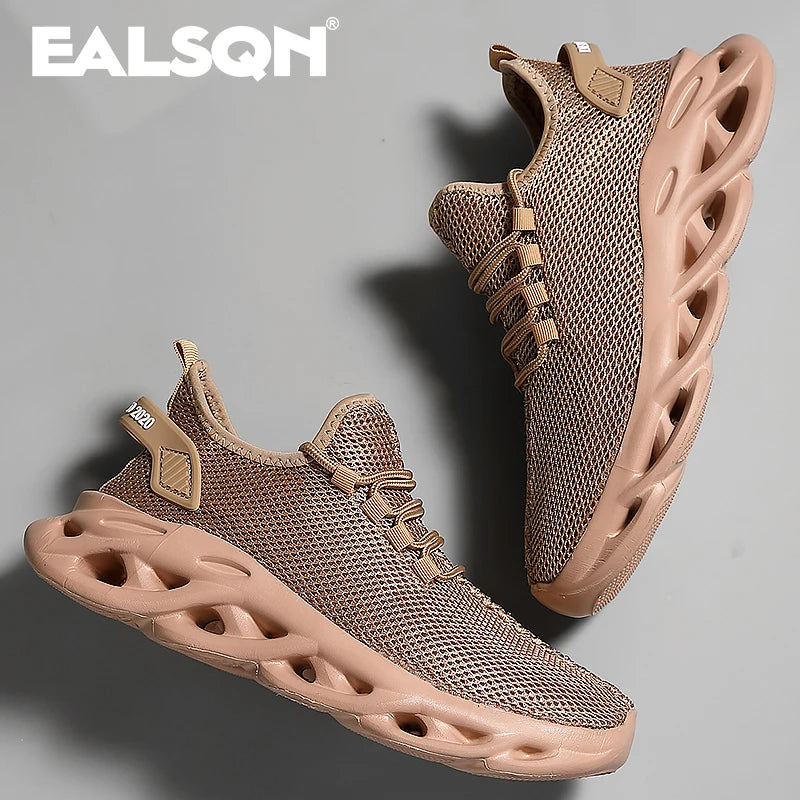Herren-Laufschuhe 2025: EALSQN Männer Sport Laufen Schwarz Jogging Schuhe Lässige Sneaker Braun Outdoor Atmungsaktiv Mesh Frauen Leicht Stoßdämpfung Schwarz Tennis Kollektion