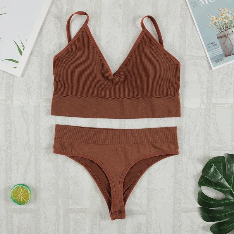 Zhejiang Bralette Gepolstert Nahtlos - 2er Set S M Polyester