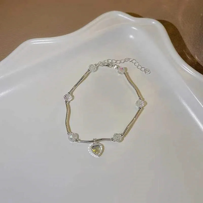 Luxus Kristall Armband für Damen - Mode Herz Charm Armbänder - Strass Bangle Braut Schmuck Accessoires Geschenke