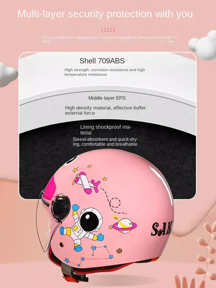 Children Cartoon Cute four seasons Motorcycle helmets Open face electric car bike child helmet for kids boy girl unicorn DOT