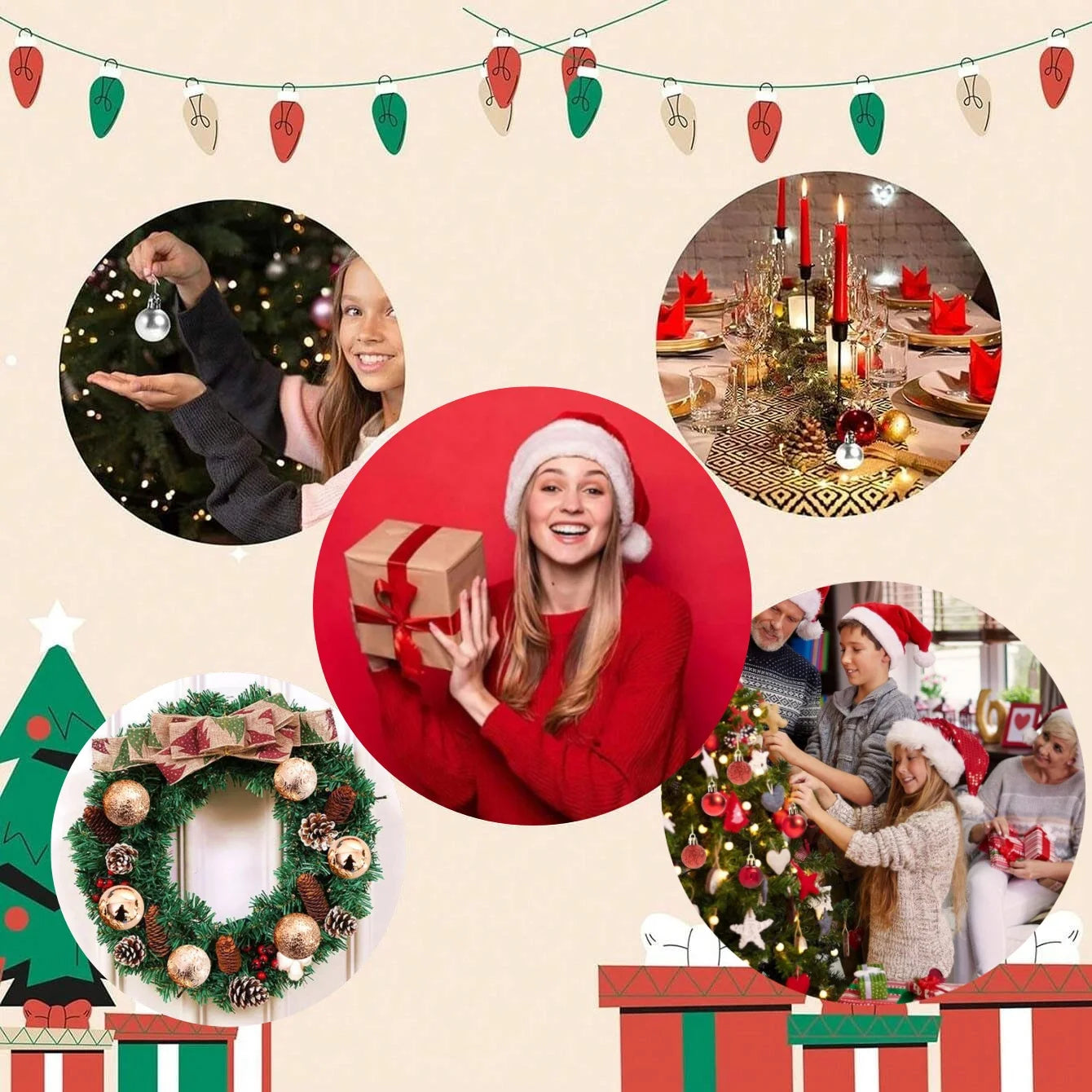 Choice Christbaumkugeln Glitzernde - Durchmesser 4 cm Kunststoff 12Stk