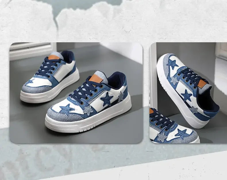 Men's Sneakers Fashion Star Skate Shoes Punk Hip Hop Style Student Sports 2 Summer All-match Non-slip Booster Casual Shoes