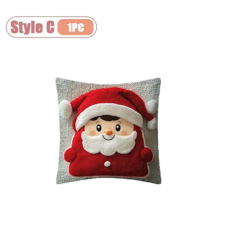 Christmas Pillow Cover Snowman and Reindeer Digital Print Sofa Cushion for Home Office and Living Room Festive Decoration