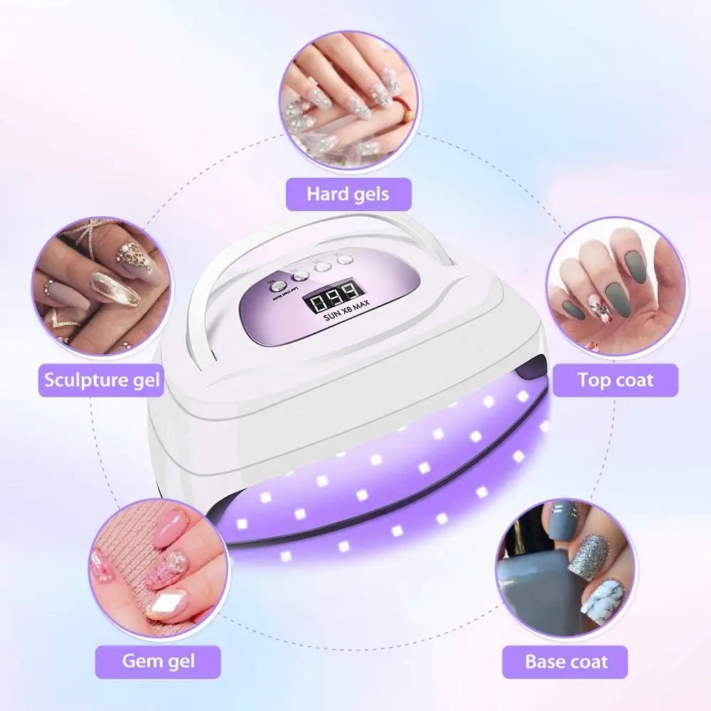 Large Size LED UV Lamp For Nails 150W Uv Light Gel Polish Nail Drying Lamp Nail Dryer Equipment Manicure Accessories Sun X8 Max