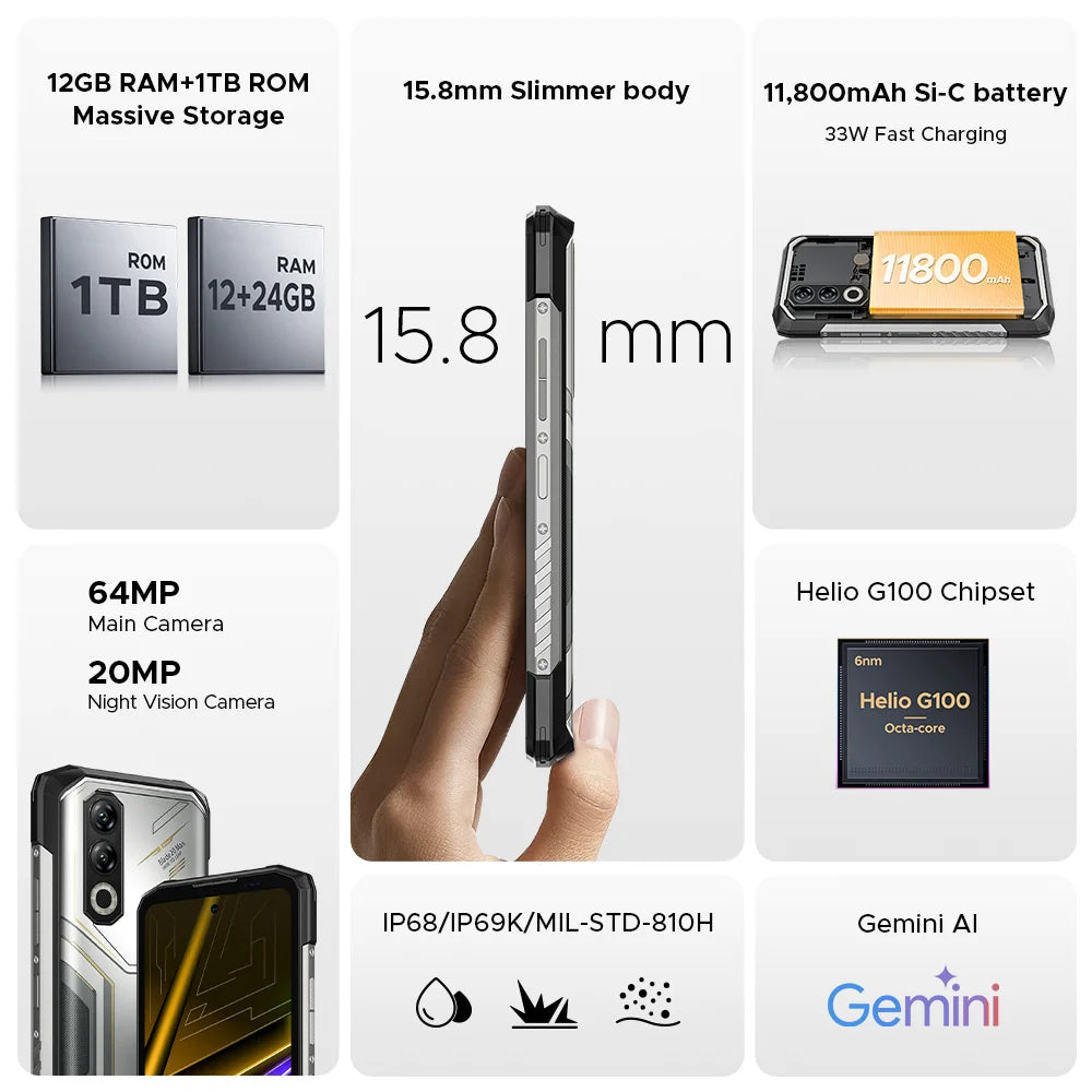 DOOGEE Blade20 Max Großer Akku - 11800mAh, 33W Schnellladung, 6,6 Zoll