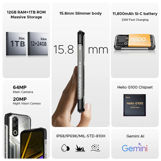 DOOGEE Blade20 Max Großer Akku - 11800mAh, 33W Schnellladung, 6,6 Zoll