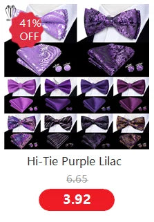 Hi-Tie Peach Pink Salmon Silk Mens Bow Tie Pocket Square Cufflinks Set Pre-tied Butterfly Knot Bowtie for Male Wedding Business