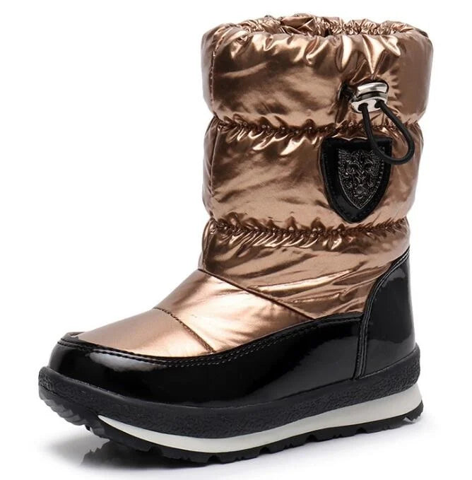 Kinder-Schneestiefel, 2025, Herbst-Winter-Wolle, warm halten, Kinderstiefel, Marke, modisch, wasserdicht, rutschfest, Baumwollschuhe für Mädchen und Jungen