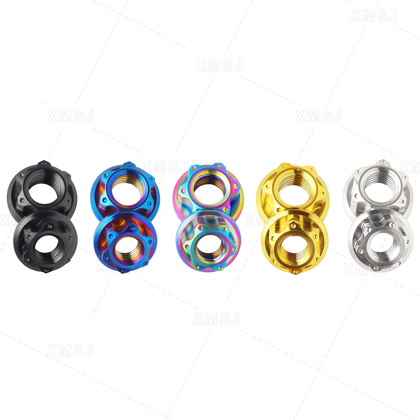 XMSJ Hex Sechseck Flansch Titan Muttern M6 M8 M10 M12 Hinterachse Sperrmutter für Fahrrad Motorrad Titan Befestigung
