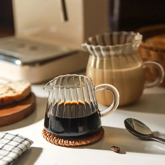Striped Simplicity Handwork Small Milk Pot Heat-resistant Glass Exquisite Milk Cup Tea Dispenser Milk Pot Espresso Measuring Cup