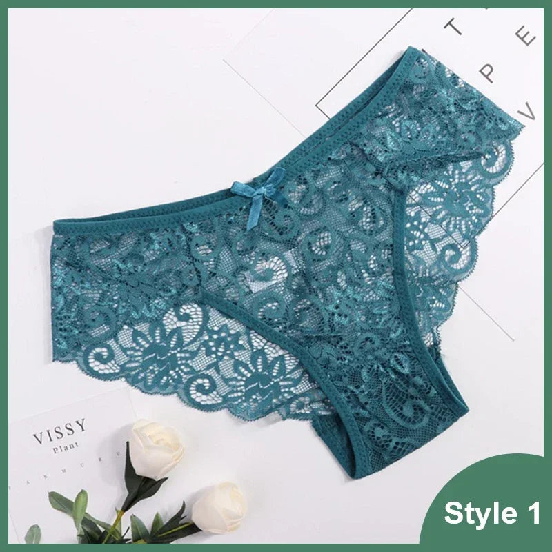 Women's Panties Elegant Lace Transparent Underwear Hollow Out Female Low Waist Briefs Breathable Lingerie Intimates Underpants