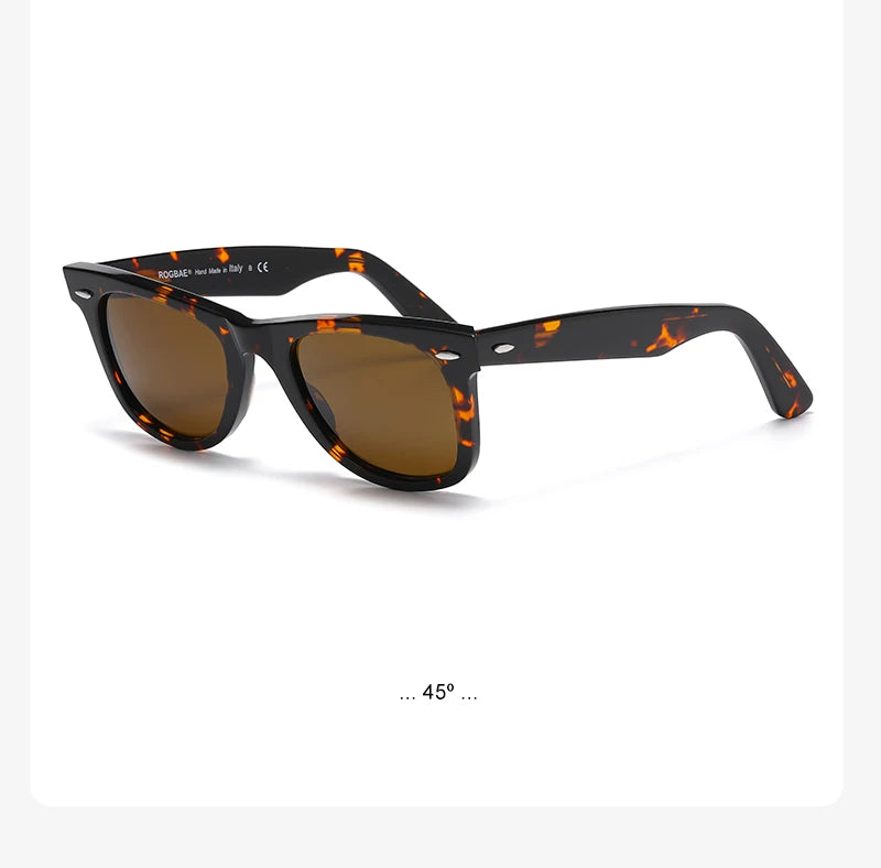ROGBAE Trendige Sonnenbrille Herren Klassiker Glas Linse Acetat Sonnen Brille R2140 Luxus Marke Nieten Design Schutzbrille Damen Sonnenbrille