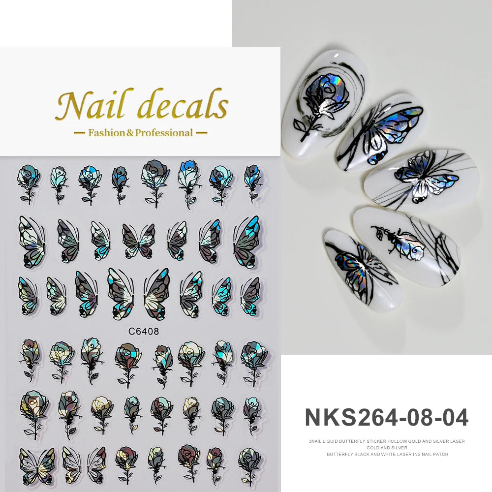 MAFANAILS NLS 3D Holografisch Schmetterling - 1St Schwarz