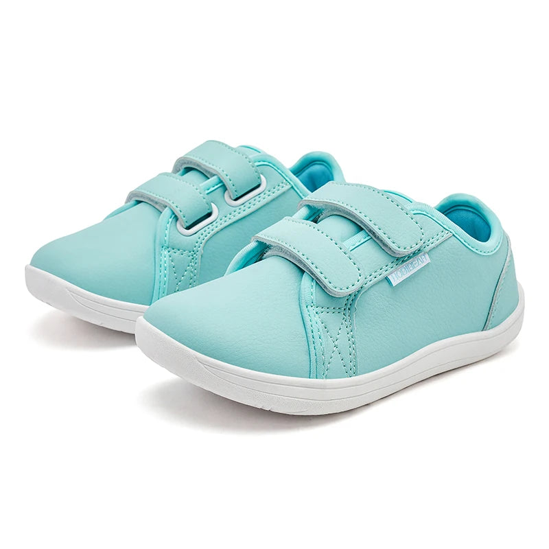 HOBIBEAR Kinder Barfuß Schuhe 2025 - Klein/Groß/Kind Weite Zehen Minimalistische Sneaker - Leichtgewicht Klettverschluss Kunstleder Schuhe