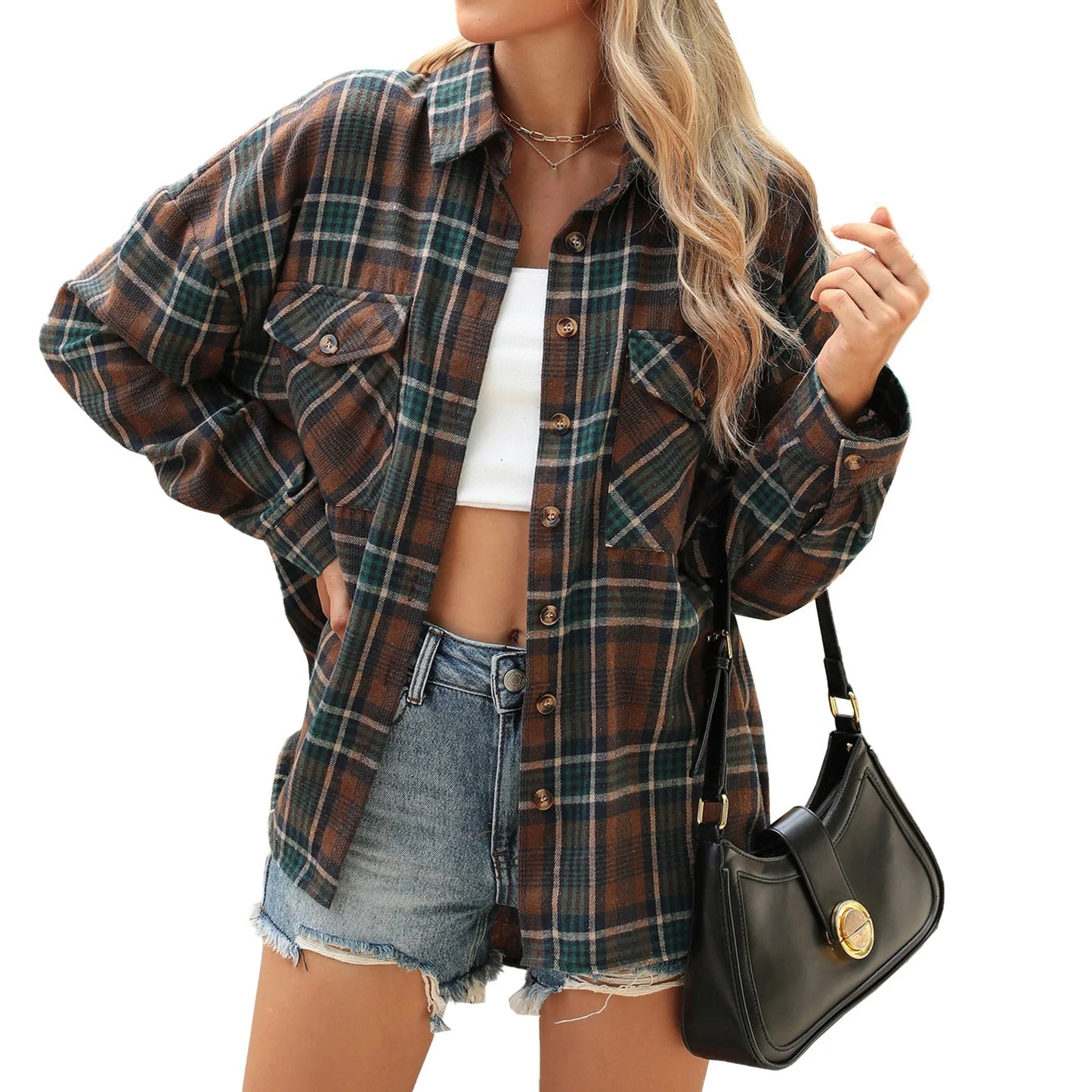 Allegra Bluse Kariert Langarm - Flanell, S-XL, lässig