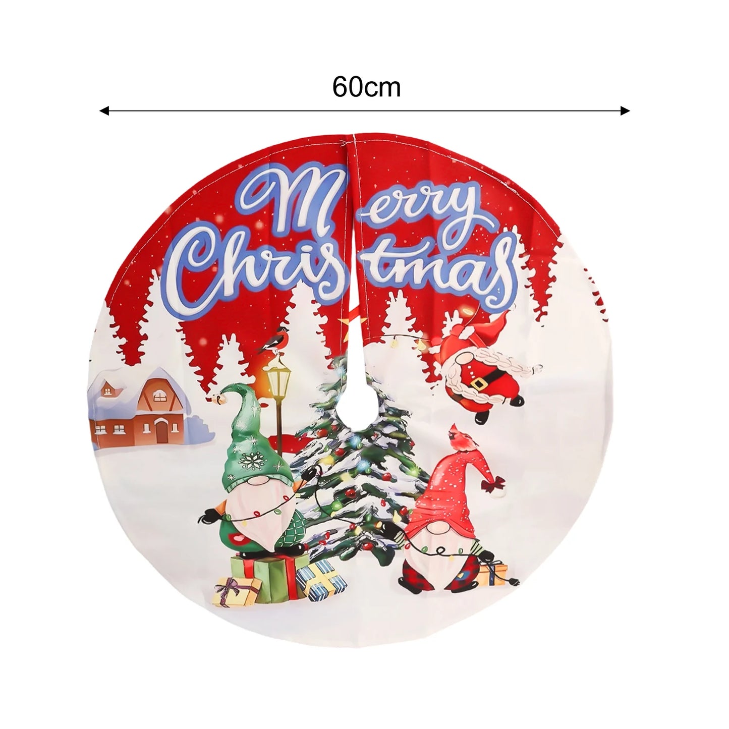 60x60CM Santa Claus Snowman Merry Christmas Tree Skirt Round Xmas Tree Rugs Skirts Household Mats Carpet Home Party Decoration