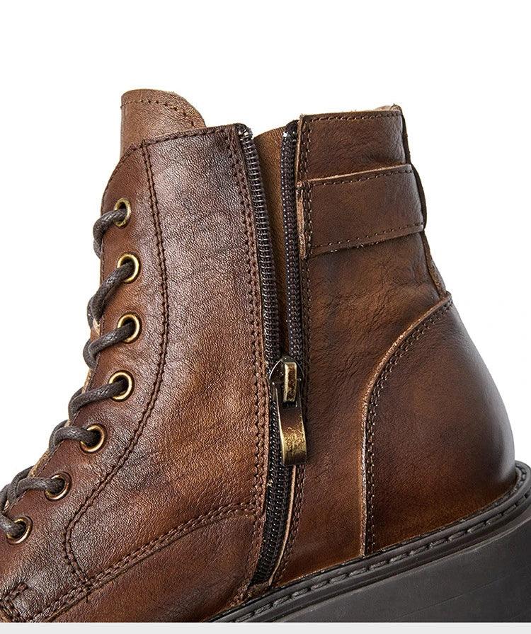 Classic handmade vintage leather ankle boots genuine leather